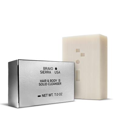 Body and Hair Mens Soap Bar by Bravo Sierra - All-In-One Shampoo & Soap for Men's Face, Hair & Body - White Vetiver & Cedarwood, 7 oz - Coconut, Shea Butter and Oat Flour for Soft Skin and Healthy Hair