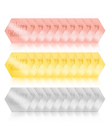 30 Pieces Acrylic Cake Discs Cupcake Toppers Mini Engraved Mirror Topper DIY Decorations for Birthday Cake Cupcake (Hexagon)