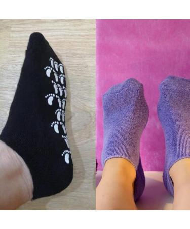 2 Pairs Moisturizing Gel Socks | Vitamin & Oil Infused Spa Foot Care | Black & Purple for Women - Buy Online on SooperMarket.com