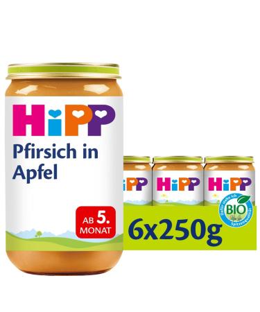 HiPP Fruits Peach in Apple Pack of 6 (6 x 250 g) H 4600 Peaches 250g 250 g (Pack of 6) Peaches
