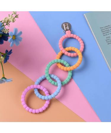 Vicloon Baby Teething Toy Set | Food Grade Silicone Teether Chew Toy for Babies 0-24 Months | Attachable Baby Teether Links in Pink Purple - Buy Online on SooperMarket.com