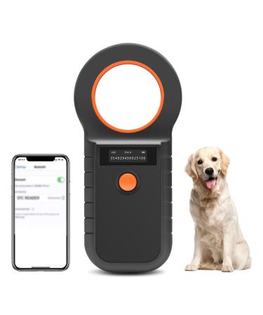 Chiplesger for dogs animal chip reader for animals RFID microchip reader for animal identification 134.2kHz 128 piece of day information memory for dogs/cat ISO11784/85/HFDX-B/Emid Orange