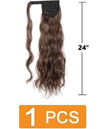 Prinfantasy One Piece Curly Wrap Around Ponytail Hair Extension - Brown Synthetic Wave Long Hairpiece - 24 inch - Buy Online on SooperMarket.com