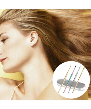 Stainless Steel Ear Cleaner Set - 4 Pcs Spiral Ear Picks for Earwax Removal - Assorted Colors - 12x0.5cm - 3 Sets - Buy Online on SooperMarket.com