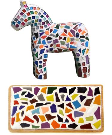 PINUO&KE 200g Square Ceramic Mosaic Tiles for Crafts - Colorful Stained Glass Pieces - Red - Buy Online on SooperMarket.com