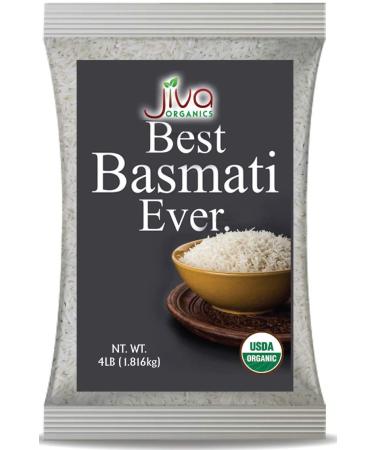 Organic Basmati Rice 4 LB Bag - Pure, Extra Long, Premium Quality from India - By Jiva Organics 4 Pound (Pack of 1)