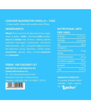 Loacker Vanilla Quadratini 125 g - Buy Online on SooperMarket.com