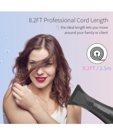 Faszin Ionic Hair Dryer - 2400W Professional Hairdryer with Triple-L Plus Heat Resistant Technology, 4 Styling Accessories Included - Black - Buy Online on SooperMarket.com