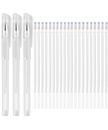 Heat Erasable Fabric White Marking Pens with 20 Refills for Tailors Sewing and Quilting Dressmaking  White Heat Erase Pens of Fabrics.