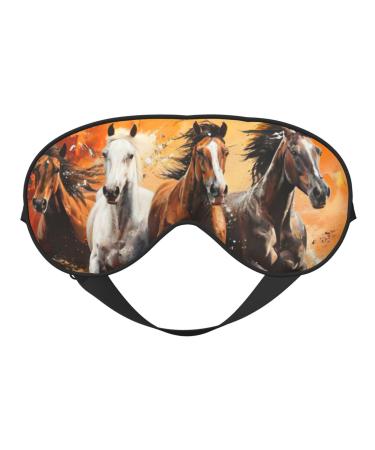 SSIMOO Horses Running Art Sleep Mask-Adjustable Breathable Fashionable Eye Mask for A Comfortable Sleep Experience Black
