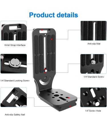 DSLR Camera L Bracket Quick Release Plate | Compatible with Canon Nikon Sony DJI | Vertical Horizontal Switching | Tripod Monopod Stabilizer Plate - Buy Online on SooperMarket.com