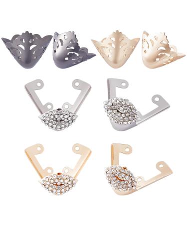 GORGECRAFT 8Pcs 4 Styles Metal Shoes Pointed Protector Shoe Toe Protectors Rhinestone Triangle High Heel Toe Covers High Heels Tip Cover Cover Elegant for Women Shoes Protection Repair Decoration