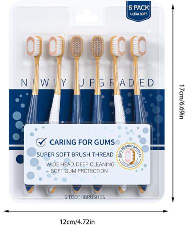Rissunkv Soft Toothbrush Six-Pack | Extra Soft Bristles for Gum Health | Ultra-Like Wide Head Design for Adults | International Shipping Available - Buy Online on SooperMarket.com