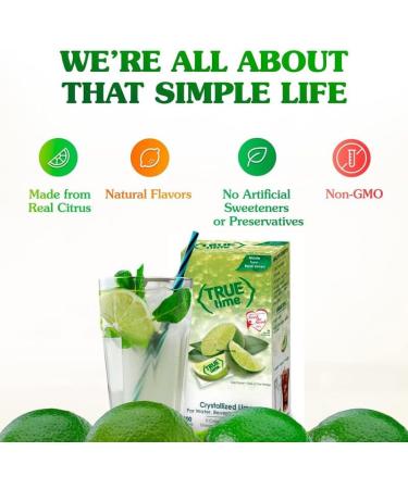 TRUE LIME Water Enhancer (128 Packets | 32 Packets each box x 4) | Zero Calorie Unsweetened Water Flavouring | For Water Bottled Water & Recipes | Water Flavor Packets Made with Real Citrus - 4 Pack - Buy Online on SooperMarket.com
