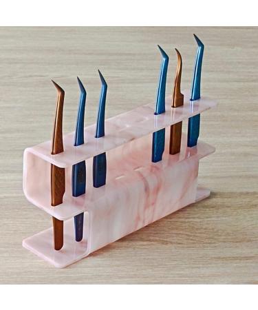 LIXIMMAZN 8-Hole Acrylic Tweezers Holder | Eyelash Extension Tools Rack & Stand | Durable Salon Supplies Display (Marbled Pink) - Buy Online on SooperMarket.com