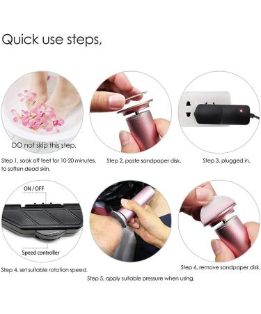 Adjustable Speed Electric Foot Callus Remover with 60 Replacement Sandpaper Discs | Powerful Pedicure Electronic Foot File for Dead Dry Hard Skin Calluses | Pink - Buy Online on SooperMarket.com