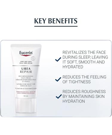 Eucerin Dry Skin Replenishing Face Cream Night | 5% Urea & Lactate | 50ml - Buy Online on SooperMarket.com