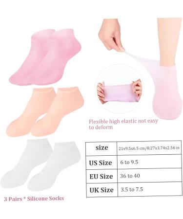 Silicone Socks for Dry Cracked Feet Women 3 Pairs Soft Moisturizing Socks Anti Slip Women Spa Pedicure Gel Socks Aloe Sock for Softening Rough Skin Calluses - Buy Online on SooperMarket.com