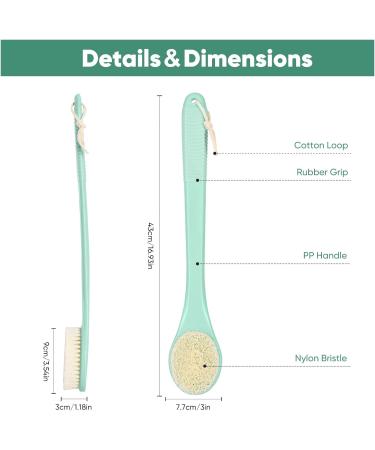 Men's Exfoliating Shower Brush with Long Handle - Light Green - Buy Online on SooperMarket.com