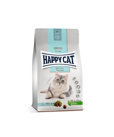 Happy Cat 70599 - Sensitive skin & fur - Cat dry food with chicken for skin -sensitive cats and cats - 300 g Contents Haut & Fell 300 g (1 Pack)