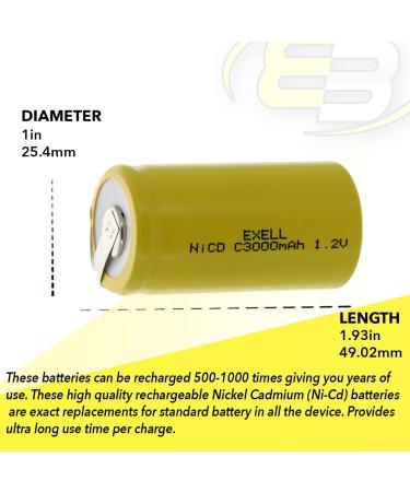 Exell C Size 1.2V 3000mAh NiCD Rechargeable Battery - Ideal for Data Testing Devices Electric Tools & Toys | International Shipping Available - Buy Online on SooperMarket.com