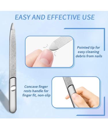 2Pcs Stainless Steel Nail Files for Natural Nails - Double-Sided Diamond File for Mothers Day Gifts - Washable and Reusable Metal Nail File - Buy Online on SooperMarket.com