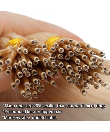 Nano Ring Hair Extensions 22inch 1g/s Pre Bonded 50g Nano Tip Bondings 100% Real Remy Human Hair #613 Bleach Blonde - Buy Online on SooperMarket.com