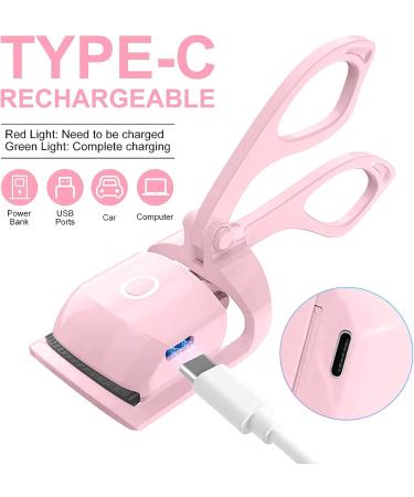 Heated Eyelash Curler Electric - 2 Modes, Quick Heating, Easy Curl, Long Lasting Natural Lashes - Save Makeup Time - Pink - Buy Online on SooperMarket.com