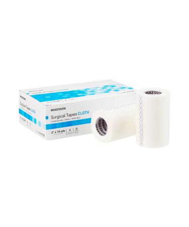 McKesson Surgical Tape  Non-Sterile  Air Permeable Silk-Like Cloth  3 in x 10 yd  4 Rolls  1 Pack 3 Inch X 10 Yard ( 4 ct )