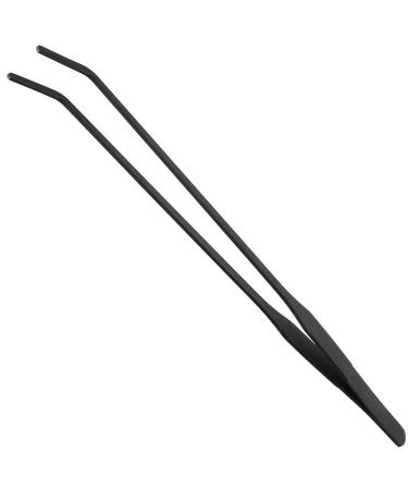EvaGO 15 inch Black Curved Aquarium Tweezers Stainless Steel Curved Tweezer with Carbonation Protection Coating Against Rust Long Reptiles Feeding Tongs for Aquatic Plants Lizards Spider Snakes