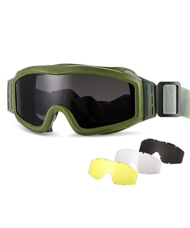 Wowlela Airsoft Tactical glasses tactical Airsoft paintball glasses anti-fitting protective glasses with 3 interchangeable lenses UV protection shot glasses for snowboard ski hunt shoot bicycle sport cs