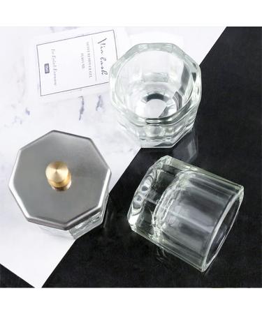 Nail Art Bowl Set - Crystal Glass with Stainless Steel Lid | 2pcs Nail Art Liquid Container & Tools for Perfect Nails - Buy Online on SooperMarket.com