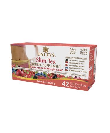 Hyleys Tea Slim Tea Assorted Tea Collections 42 Foil Envelope Tea Bags 0.05 oz (1.5 g) Each