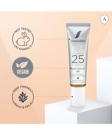 Skinvisibles One Drop BB Ebony SPF 25 | Matte Mineral BB Cream for All Skin Types | Vegan Non-Comedogenic & Cruelty-Free | 30ml - Buy Online on SooperMarket.com