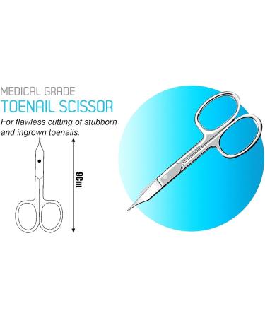 YNR Curved Blade Stainless Steel Cuticle Scissors for Manicure Pedicure - Professional Beauty Grooming Tool for Thick Toenails, Eyebrows, Nose Hair - Men and Women - Buy Online on SooperMarket.com