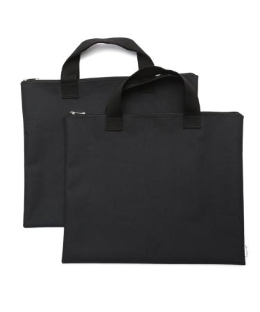 Augbunny 600D Portfolio Waterproof with Handle and Zipper for Student and Artist 2-Pack Small Black