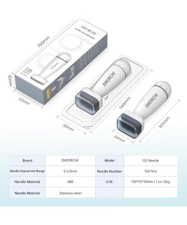 Derma Stamp Microneedling Adjustable Needles with 0-2mm 120 Needles Titanium Microneedle Dermastamp for Men Women Hair Beard Growth Face Body Skin Care - Buy Online on SooperMarket.com