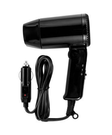 SHASUXTING 12V Car Styling Hair Dryer 2 Speed Car Hair Blow Dryer with Foldable Handle Compact Car Hair Dryer Available Hot and Cold Wind Car Styling Hair Blower for Self-Driving Travel Window Defrost Black