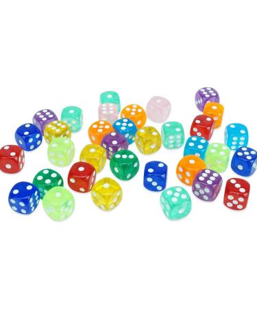100pcs 16mm Rounded Translucent Game Dice Set with Blue Bag - Perfect for Yahtzee, Tenzi, Farkle, DND, MTG, RPG - Ideal for Math Teaching - Buy Online on SooperMarket.com