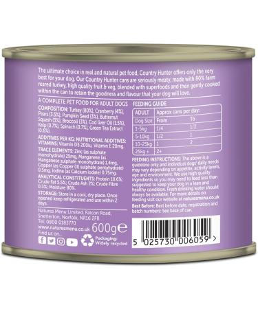 Natures Menu Country Hunter Dog Farm-Reared Turkey with Superfoods Tins 6x600g - Buy Online on SooperMarket.com