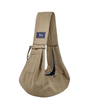 Pet carrier bag hand-free turnable breathable cotton safe travel carrier bag carrying bag for dogs cats puppies (Kaki) Khaki Small