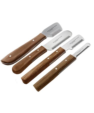 Trimmeters set for dogs and cats with small medium-sized toothing 4-part comb for dog fur underwool fur knife Dog cup stainless steel knife brand quality for long hair and short hair
