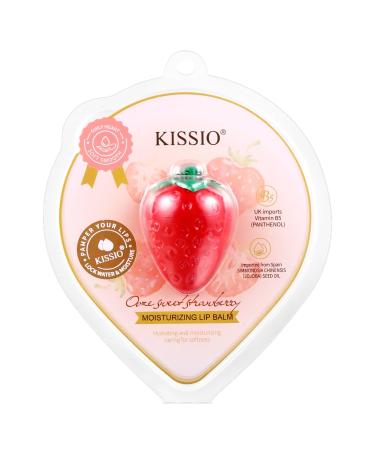 KISSIO Lip Balm Strawberry Lip Balm Lip Care with B5 Panthenol Jojoba Seed Oil and Ceramide Moisturize and Soothe Chapped Lips Reduces Lines and Enhances Lip Elasticity Cruelty Free 0.12 oz(02#) 02#Strawberry