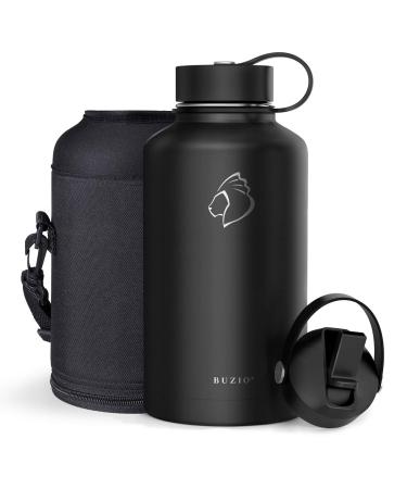 BUZIO Vacuum Insulated Stainless Steel Water Bottle 64oz (Cold for 48 Hrs/Hot for 24 Hrs) BPA Free Double Wall Travel Mug/Flask for Outdoor Sports Hiking, Cycling, Camping, Running 64 oz Black