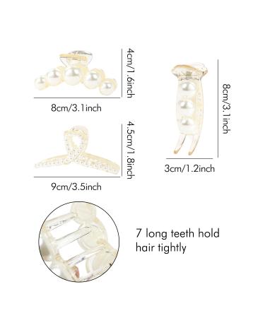 inSowni 7 Pack Pearl Hair Claw Clips - Elegant White Non Slip Barrettes for Women & Girls - Wedding Bridal Hair Accessories - Korean Style Grip Clamps - Buy Online on SooperMarket.com