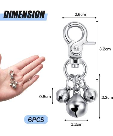 Weewooday 6 Pieces Pet Bells for Collars Loud Dog Bells Key Rings Dog Bell Collar Charm Dog Triple Bell Pendant for Dog Cat Necklace Collar Decoration and Training (Silver) - Buy Online on SooperMarket.com