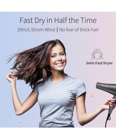 Faszin Professional Ionic Hair Dryer with AC Motor, Triple-L Plus Heat Technology & 7 Drying Modes - Gray | Ideal for Women and Men - Buy Online on SooperMarket.com