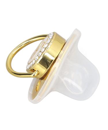Toddler Pacifier Portable Silicone Fashionable Golden Letter Pacifier Safe Exquisite Rhinestone (Letter J)