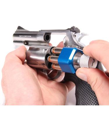 Pachmayr 02650 Competition Revolver Speedloader - Smith & Wesson J Frame .38 Special/.357 Magnum - 5 Shot - Blue/Silver - Buy Online on SooperMarket.com