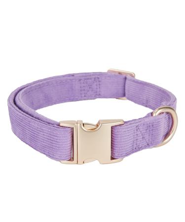 YUDOTE Ultra-soft dog collar natural cotton cord for small dogs with sensitive skin lilac S (1 pack) lilac
